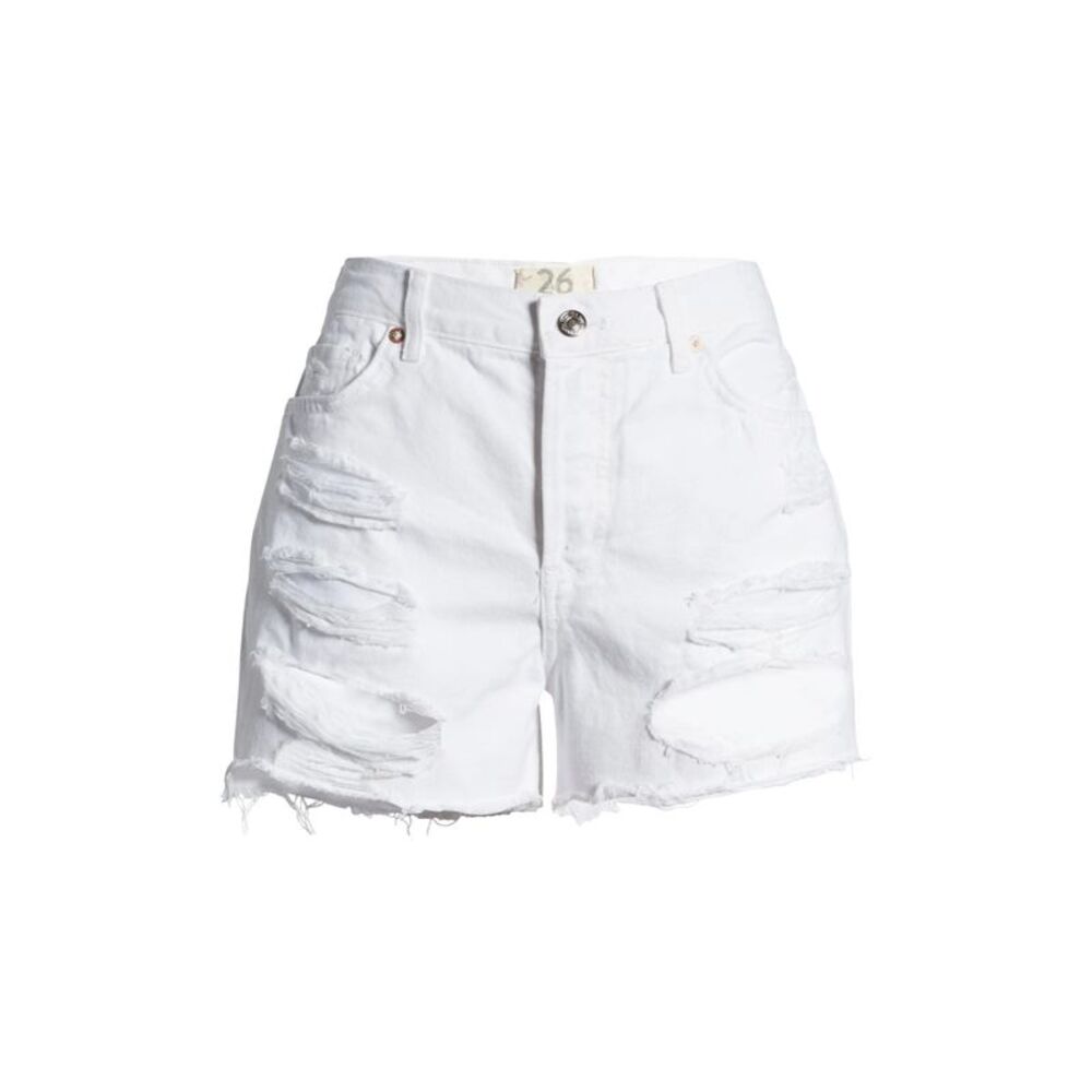 Free People Maggie Mid-Rise Denim Shorts In Optic White - 26
